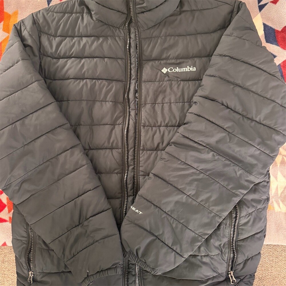 Columbia Omni-Heat Puffer Jacket Men's Medium Black Insulated Full Zip